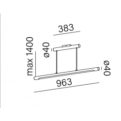 THIN TUBE central 96 LED 3000K zwieszany czarny struktura 50572-M930-D9-00-12